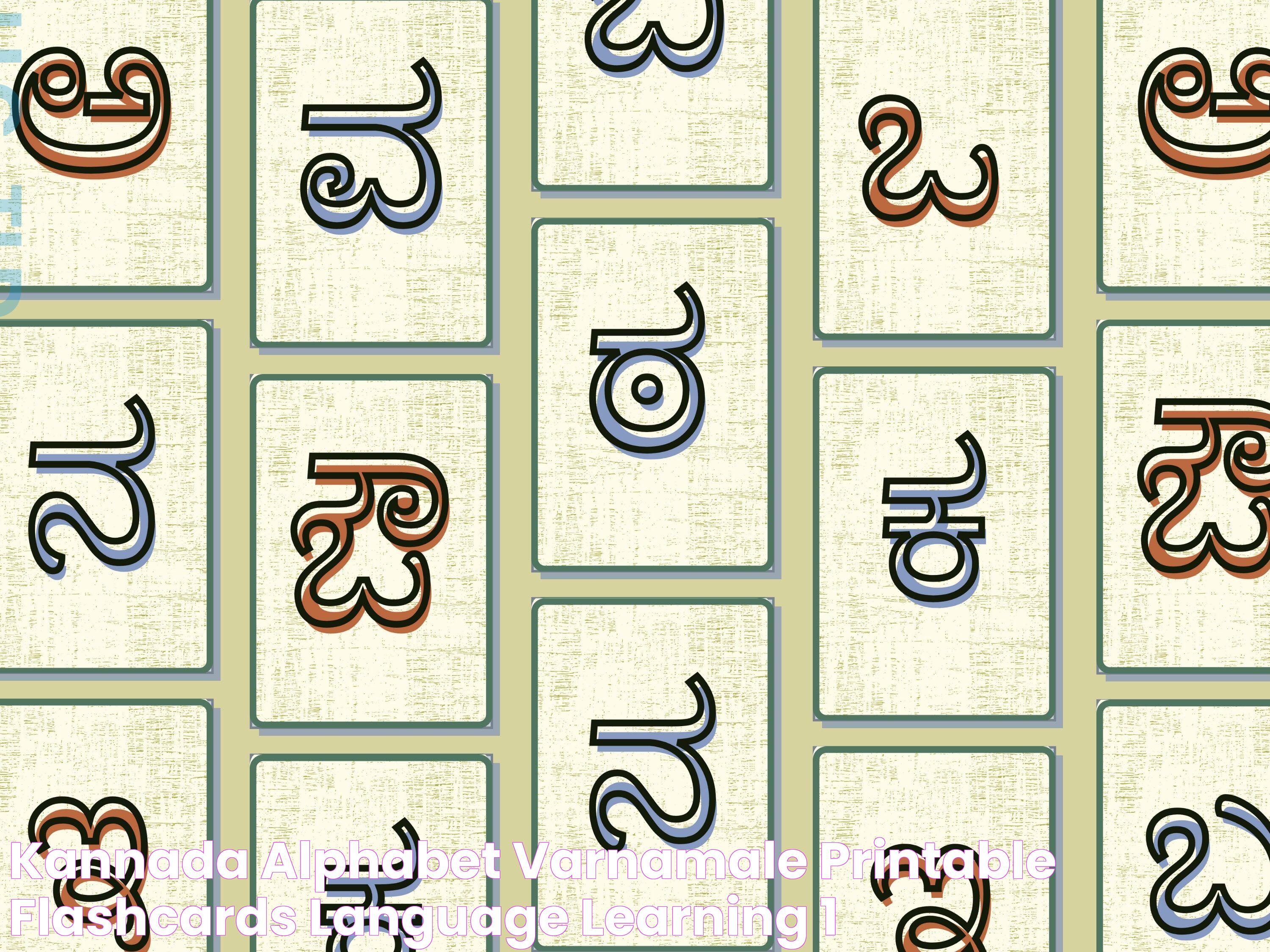 Kannada Alphabet/Varnamale Printable Flashcards Language Learning