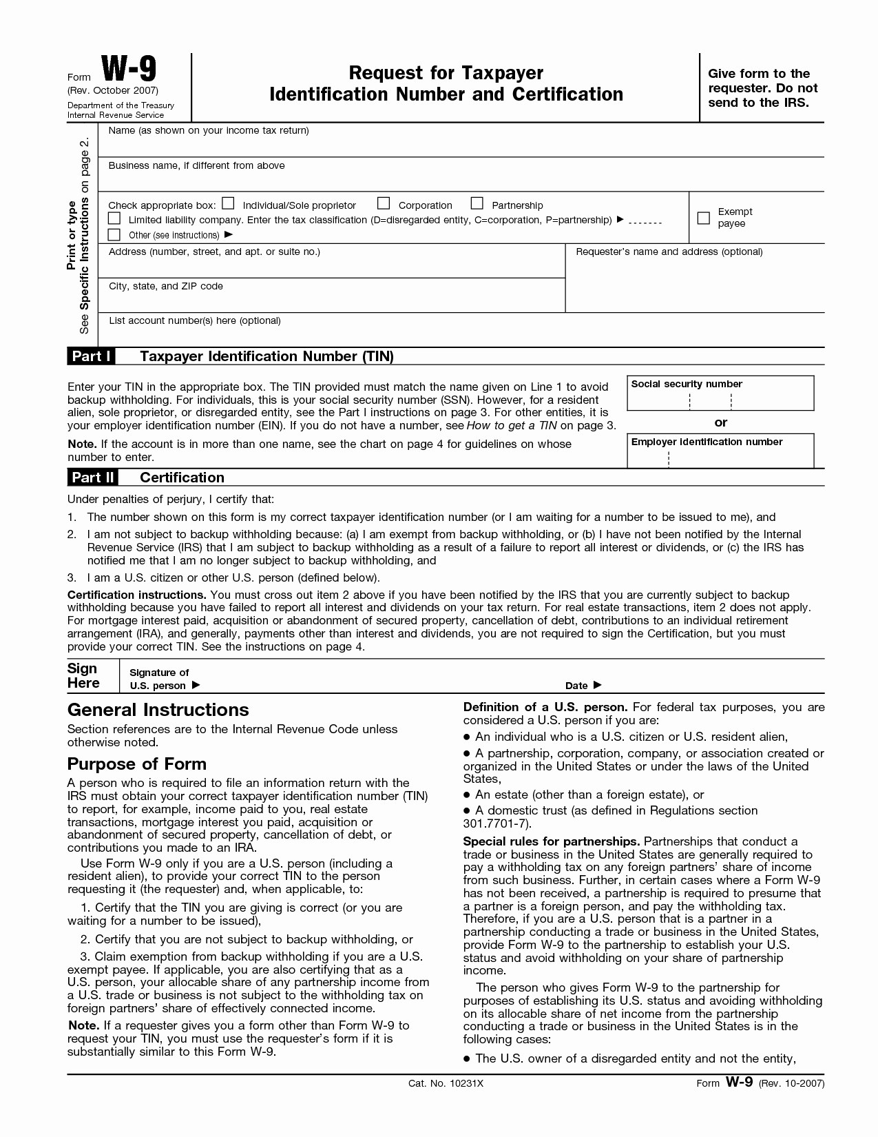 Printable W 9 Form Example Printable Forms Free Online