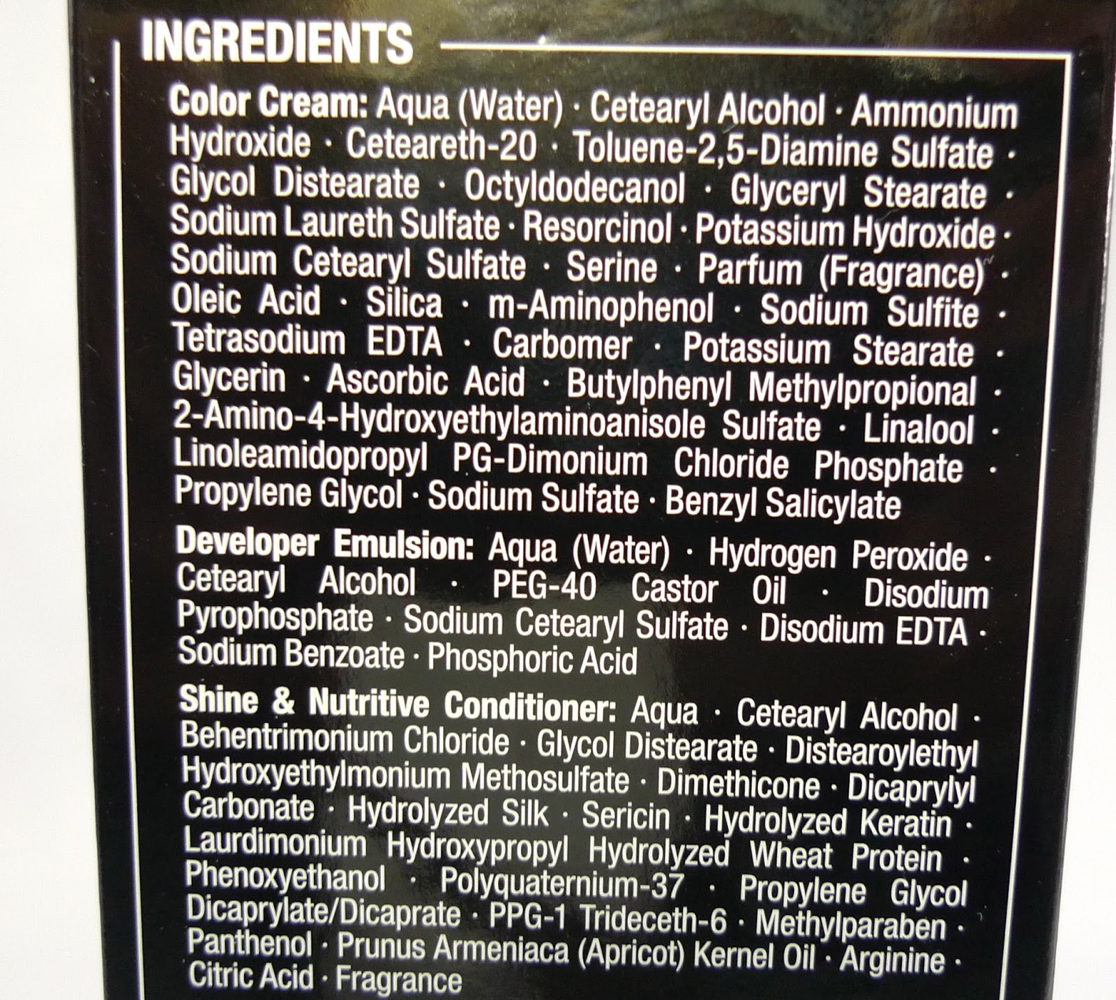 Ingredients Hair Dye Review