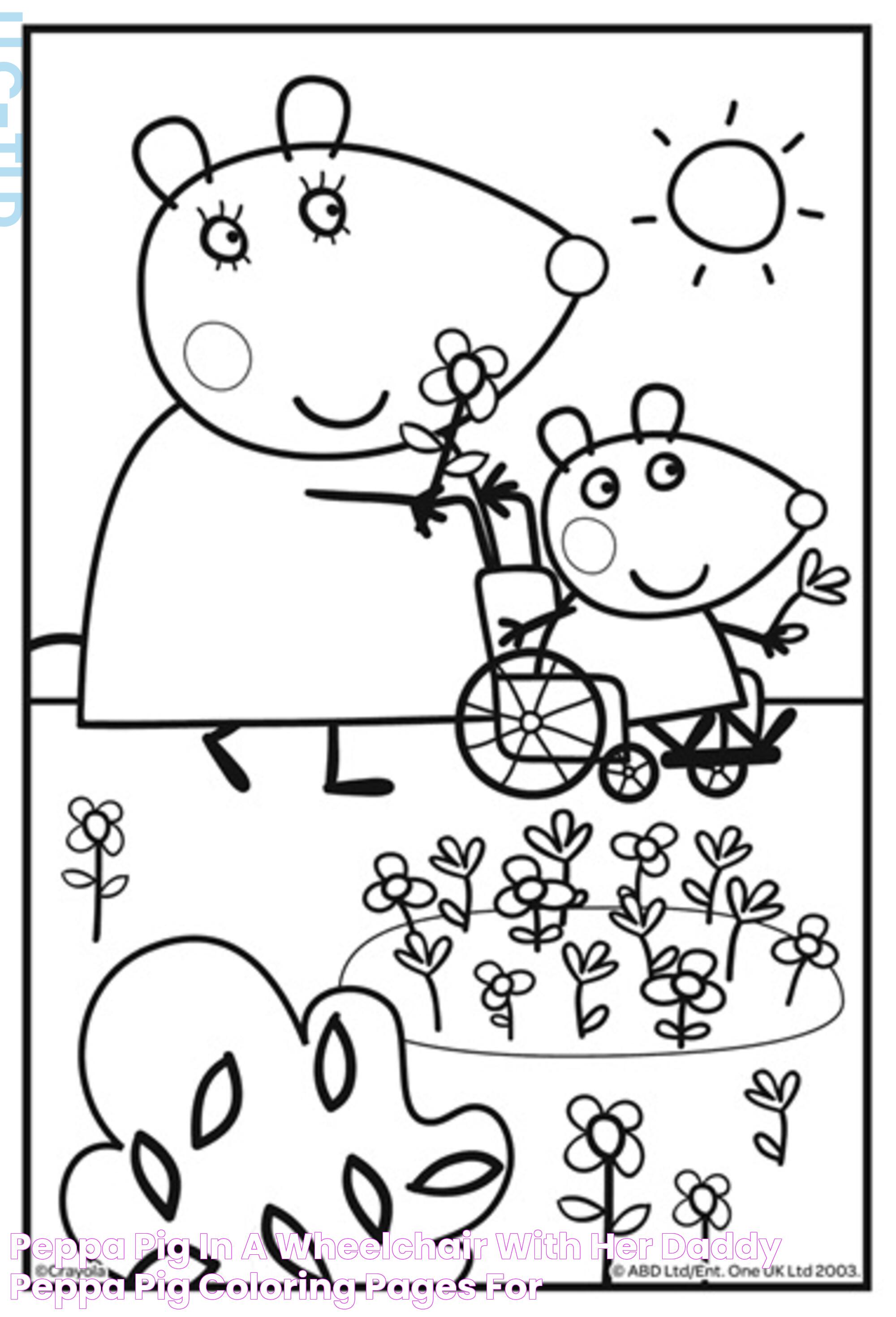 Peppa pig in a wheelchair with her daddy Peppa Pig Coloring Pages for